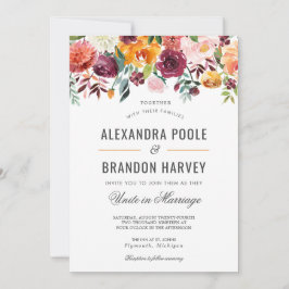 トスカーナ植物性モダンフローラ結婚ズ 招待状