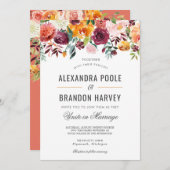 トスカーナ植物性モダンフローラ結婚ズ 招待状 (正面/裏面)