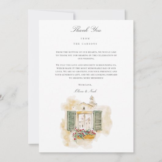 トスカーナ水彩イタリアンサンキューカード サンキューカード (正面)