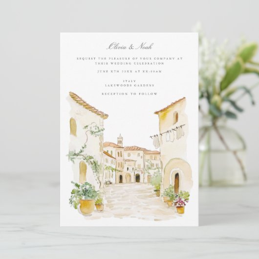 トスカーナ水彩イタリアン結婚式招待状カード 招待状 (スタンド正面)