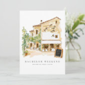 トスカーナ水彩学士号ウィークエンド招待状カード 招待状 (スタンド正面)