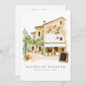 トスカーナ水彩学士号ウィークエンド招待状カード 招待状 (正面/裏面)
