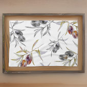 トスカーナ素朴ウウォーターカラーオリーブブランチ キッチンタオル