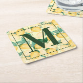 トスカーナ素朴レモンと緑 スクエアペーパーコースター (アングル)