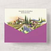 トスカーナ結婚の水色の紫イタリアンワイナリー オールインワン招待状 (裏面)