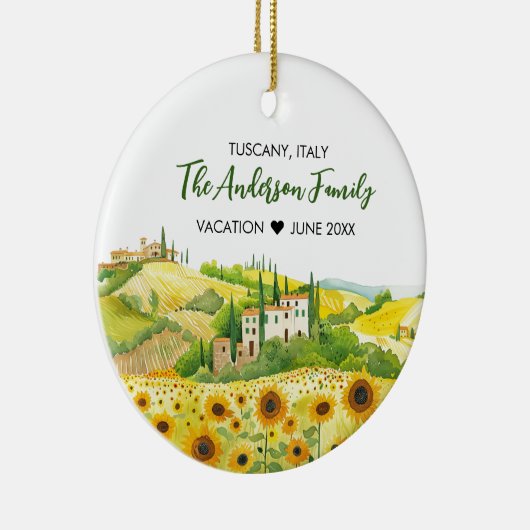 トスカーナ絵画の水色のひまわり セラミックオーナメント (右)