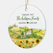 トスカーナ絵画の水色のひまわり セラミックオーナメント (左)