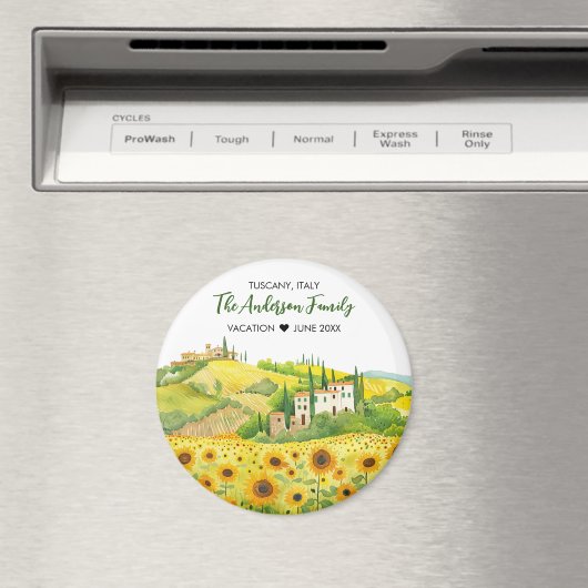 トスカーナ絵画の水色のひまわり マグネット (インサイチュ (食洗機))