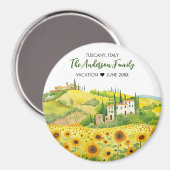 トスカーナ絵画の水色のひまわり マグネット (正面/裏面)