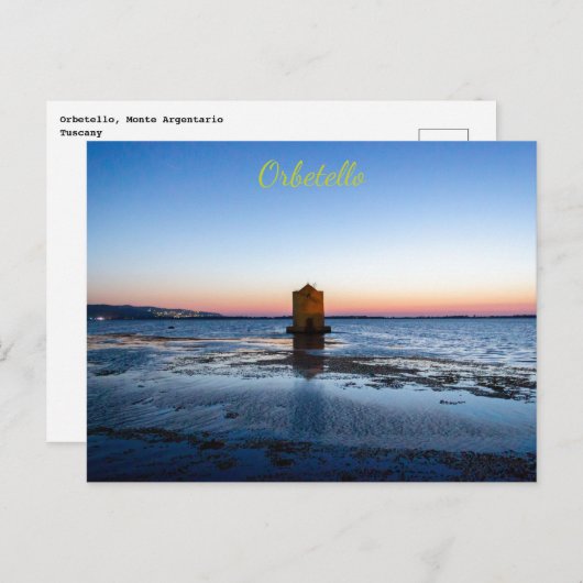 トスカーナ葉書、オルベテロの美しい夕日 ポストカード (正面/裏面)