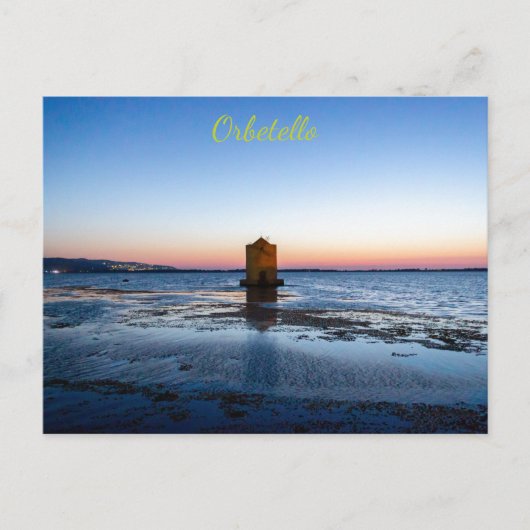 トスカーナ葉書、オルベテロの美しい夕日 ポストカード (正面)