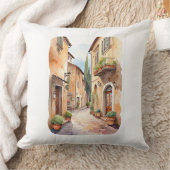 トスカーナ通り水彩イラストレーション クッション (ブランケット)