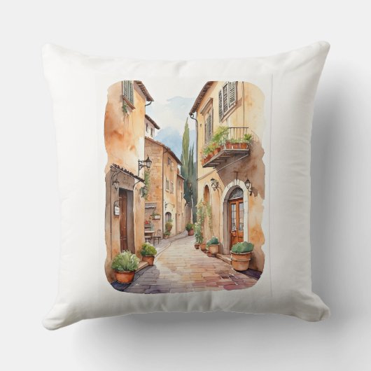トスカーナ通り水彩イラストレーション クッション (裏面)