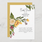 トスカーナ金ゴールドひまわりフローラブライダルシャワー 招待状 (正面/裏面)