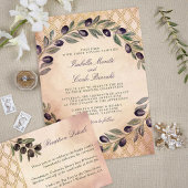 トスカーナ金ゴールド格子とオリーブ結婚枝 招待状