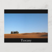 トスカーナ風景とヒノキの木の黒い葉書 ポストカード (正面)