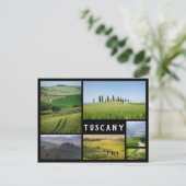 トスカーナ風景の黒枠のコラージュ ポストカード (スタンド正面)