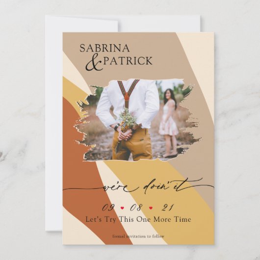 トスカーナ黄さびベージュモダン抽象芸術写真 セーブザデート (正面)