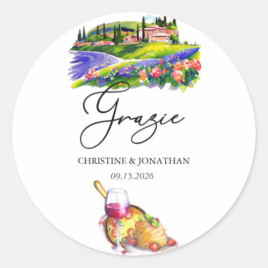 トスカーナ イタリア | イタリア料理 | 感謝の気持ち お礼 ラウンドシール (正面)