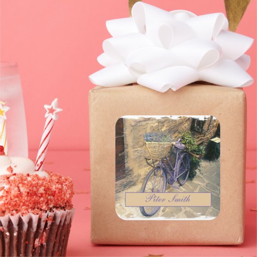 トスカーナ。イタリア。コルトナ。自転車。 スクエアシール (パーティー)