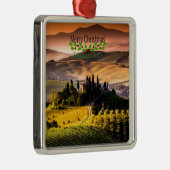 トスカーナ、イタリア、メリークリスマス。 メタルオーナメント (右)