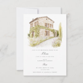 トスカーナ ウォーターカラー イタリア ブライダルシャワー 招待状