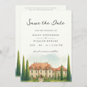 トスカーナ ウォーターカラー イタリア ヴィラ 目的地 ウェディング セーブザデート (正面/裏面)