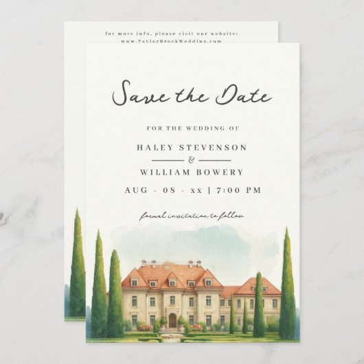 トスカーナ ウォーターカラー イタリア ヴィラ 目的地 ウェディング セーブザデート (正面/裏面)