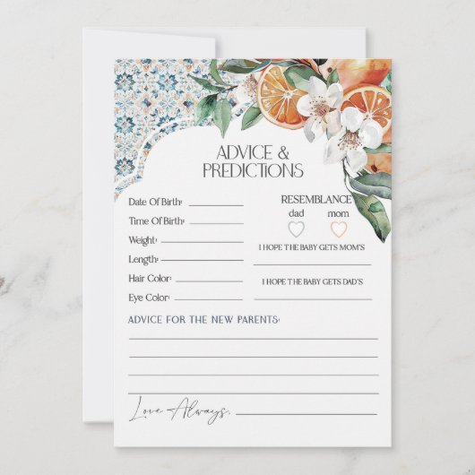 トスカーナ タイル コースト イタリアン ベイビー アドバイス カード (正面)