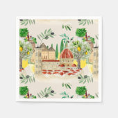 トスカーナ，トスカーナ，イタリア，オリーブ，レモン， スタンダードカクテルナプキン (正面)