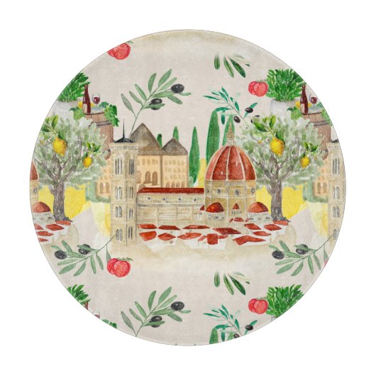 トスカーナ，トスカーナ，イタリア，オリーブ，レモン，トマト    カッティングボード (正面)