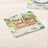 トスカーナ，トスカーナ，イタリア，オリーブ，レモン，柑橘類   スクエアペーパーコースター (アングル)