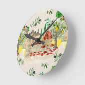 トスカーナ，トスカーナ，イタリア，オリーブ，レモン，柑橘類 ラウンド壁時計 (傾斜)