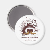 トスカーナ・ブラウン・ラブ結婚・バードの記念日 マグネット (正面/裏面)