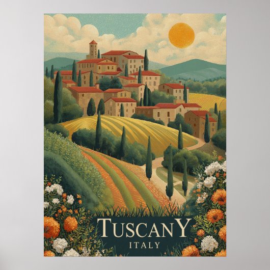 トスカーナatサンセット – イタリア旅行 ポスター (正面)