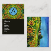 トスカーニのひまわりと農村の風景、イニシャル 名刺 (正面/裏面)