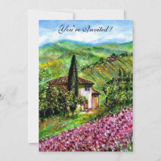 トスカーニのアイリス, 緑と紫の花の野原 招待状 (正面)