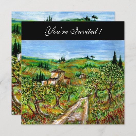 トスカーニのオリーブの木, 黄緑 黒 招待状 (正面/裏面)