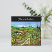 トスカーニのオリーブの木 黄色 緑 黒 招待状 (スタンド正面)