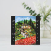 トスカーニの古びた農村　赤　青　黒 招待状 (スタンド正面)