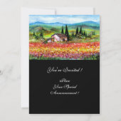 トスカーニの春、鮮やかな赤、ピンク、黄色、青 招待状 (裏面)