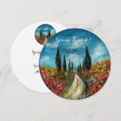 トスカーニの柏とポピー, 赤 青 招待状 (正面/裏面)