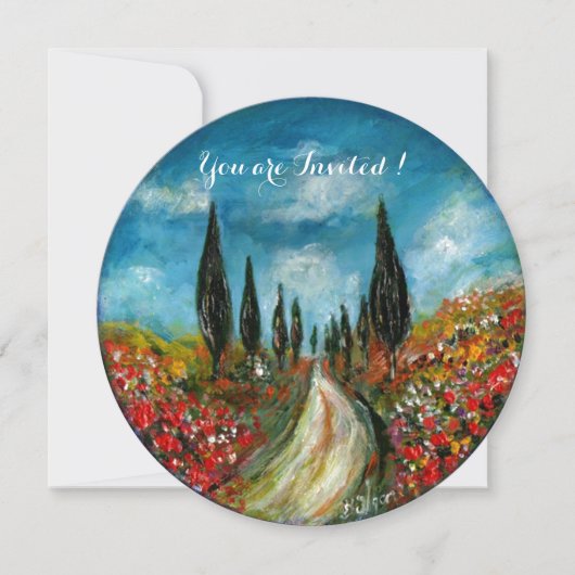 トスカーニの柏とポピー, 赤 青 招待状 (正面)