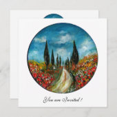 トスカーニの柏の木とポピー, 赤 青 招待状 (正面/裏面)