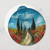 トスカーニの柏の木とポピー, 赤 青 招待状 (正面/裏面)