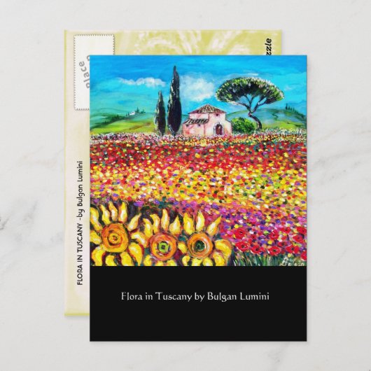 トスカーニの花々/ フィールド、ポピーとひまわり ポストカード (正面/裏面)