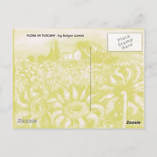 トスカーニの花々/ フィールド、ポピーとひまわり ポストカード (裏面)