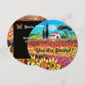 トスカーニの花々/ フィールド、ポピーとひまわり 招待状 (正面/裏面)