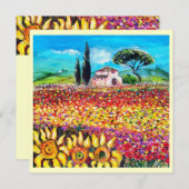 トスカーニの花々/ フィールド、ポピーとひまわり 招待状 (正面/裏面)