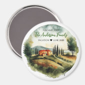 トスカーニイタリアの水彩イラストレーション マグネット (正面/裏面)